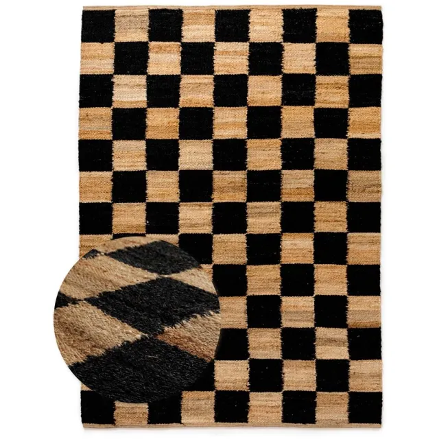 Boho&me Jute vloerkleed - Patch naturel/zwart 240x340