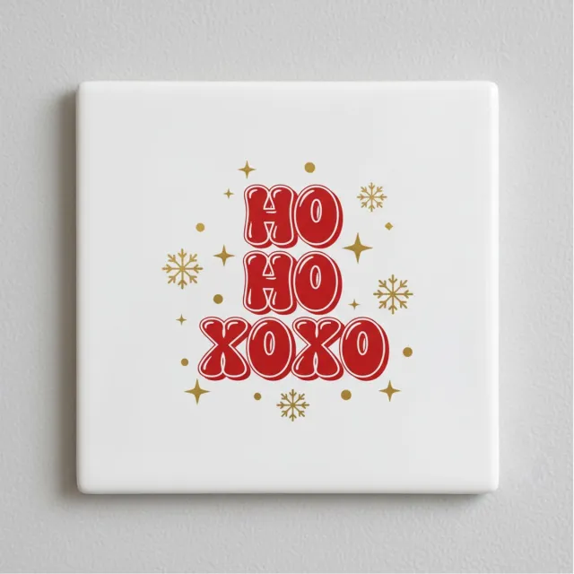 Nevolis 15x15 cm Kerst Tegel - Ho Ho Xoxo Feestelijke Design met Sneeuwvlokken en Sterren Multi Color
