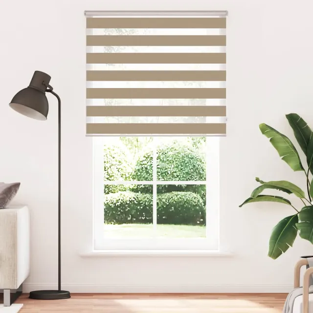 vidaXL Zebra Blind 130x200 cm stofbreedte 125,9 cm polyester zandbruin
