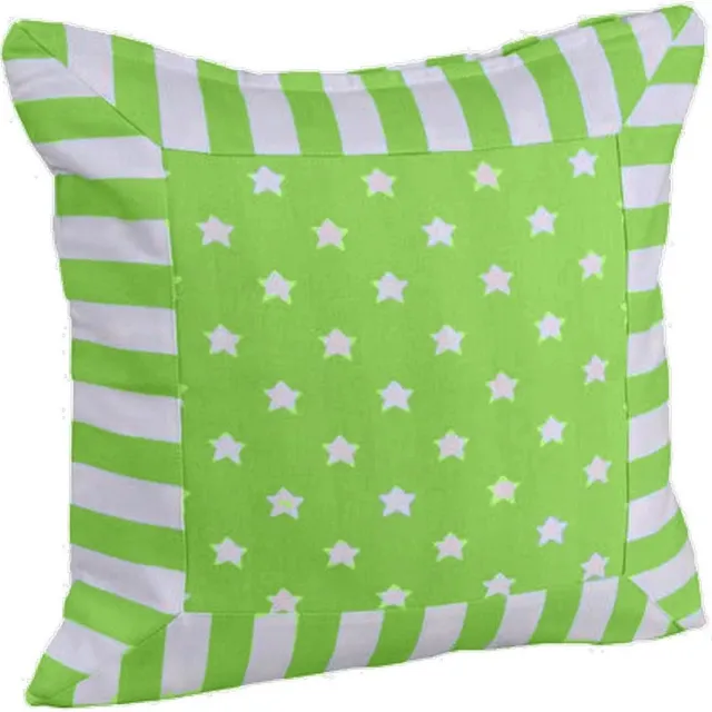 Homescapes Groene Ster Kussenhoes met Gestreepte Rand 60 x 60 cm