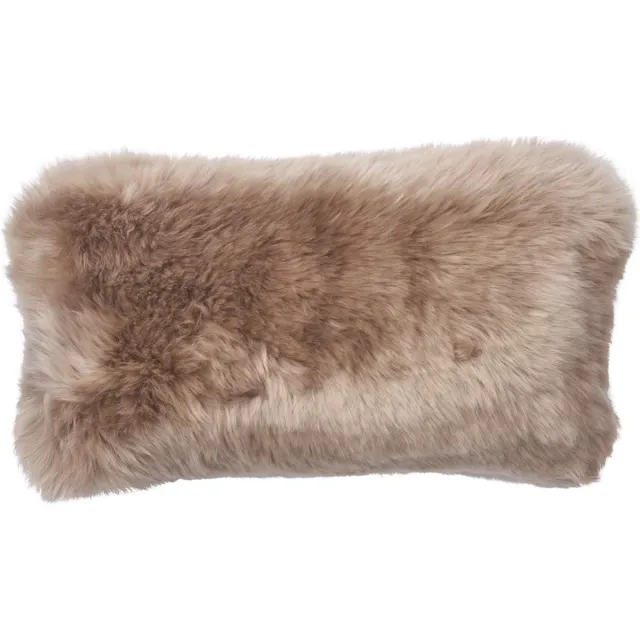 Sheepskin House Langharig Schapenvacht Kussen - Dubbelzijdig - Nieuw- Zeelandse - 45x45 cm Walnut