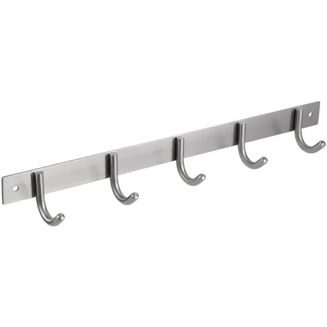 Differnz Kapstok - Wandkapstok met 5 Ronde Haken in Beugelvorm - Twee Bevestigingspunten op het Frame - Eenvoudige Schroefbevestiging aan de Wand - Afwerking in Mat Chroom - Modern Design Zilver