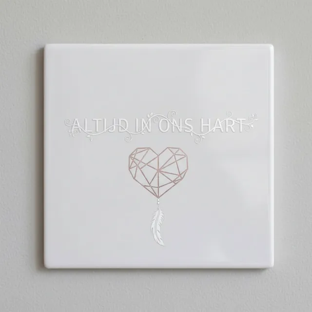 Nevolis Altijd in Ons Hart – Elegante Herdenkings Hart Keramische Tegel 15 × 15 cm | Herinnerings Woondecoratie Aandenken Multi Color