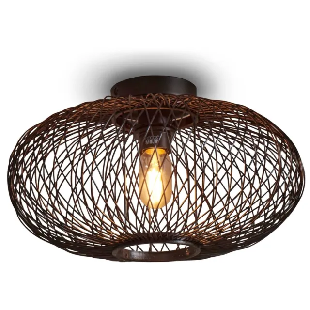 Good&Mojo Plafonniere Cango bamboe ellips S/kap dia.40xh.20cm. zwart