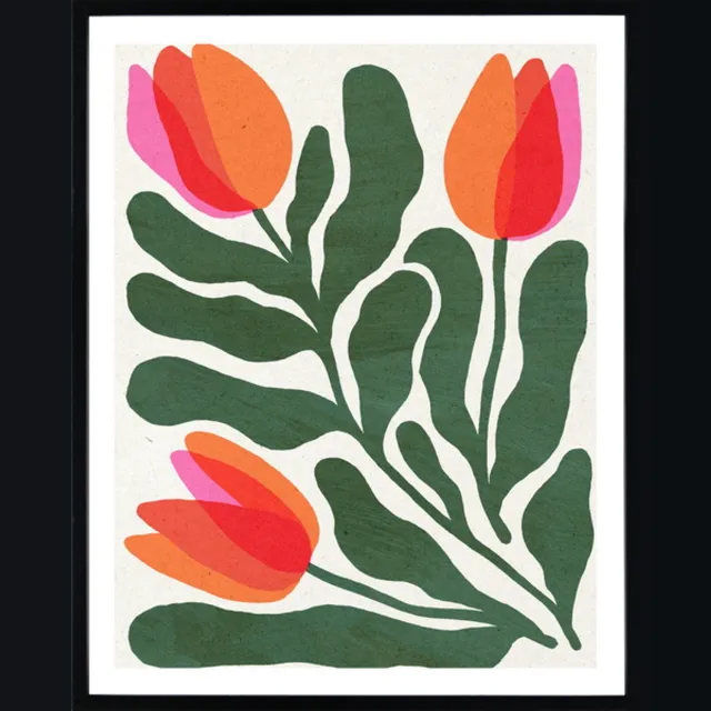 homebound by ky Poster in frame tulips 40x50cm Meerkleurig