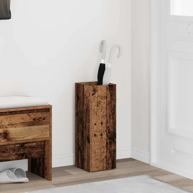vidaXL Paraplu Standaard Oudhout 20 x 20 x 55,5 cm Bewerkt hout Bruin