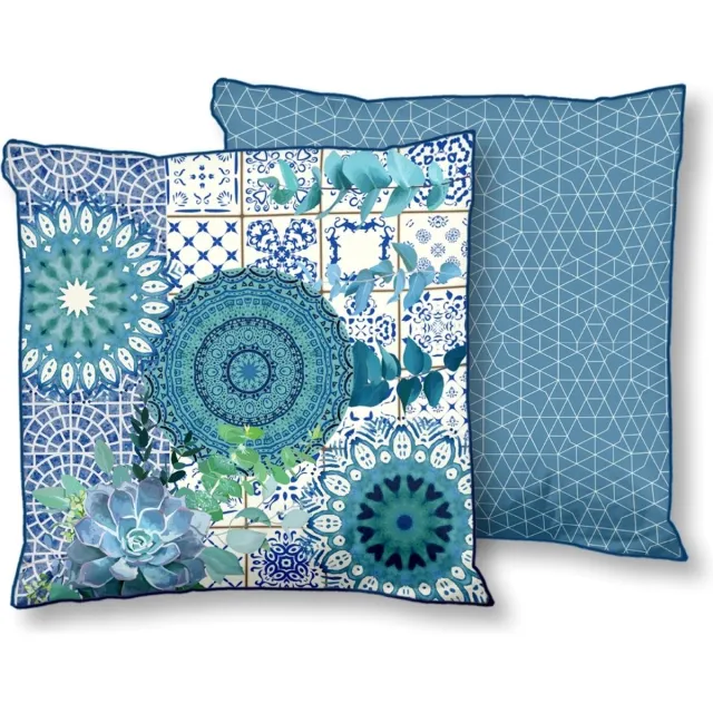 Hip Gevuld kussen polyester HIP nr.6336 blauw multi