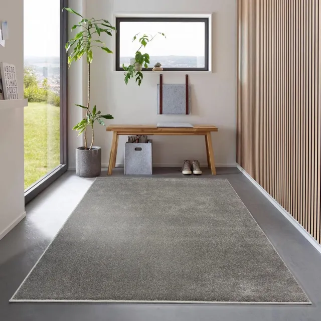flycarpets Ravenna Effen Vloerkleed Antraciet / Donkergrijs - Tapijt voor Woonkamer - Laagpolig