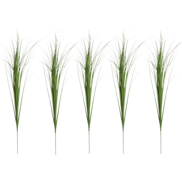 Mica Decorations 5x - Rietgras kunstplant losse steel/tak - groen - 99 cm - deco takken Donkergroen
