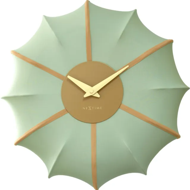 NeXtime Wandklok 50cm-Silent-Green Pea-Fabric/Metal-NeXtime 'Ultimo' Groen Pea