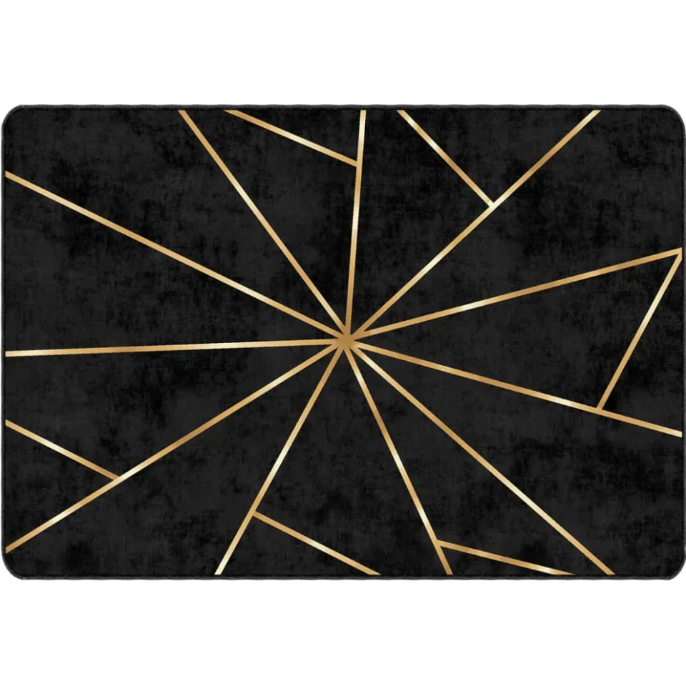 vidaXL Vloerkleed wasbaar 120x180 cm zwart en goudkleurig