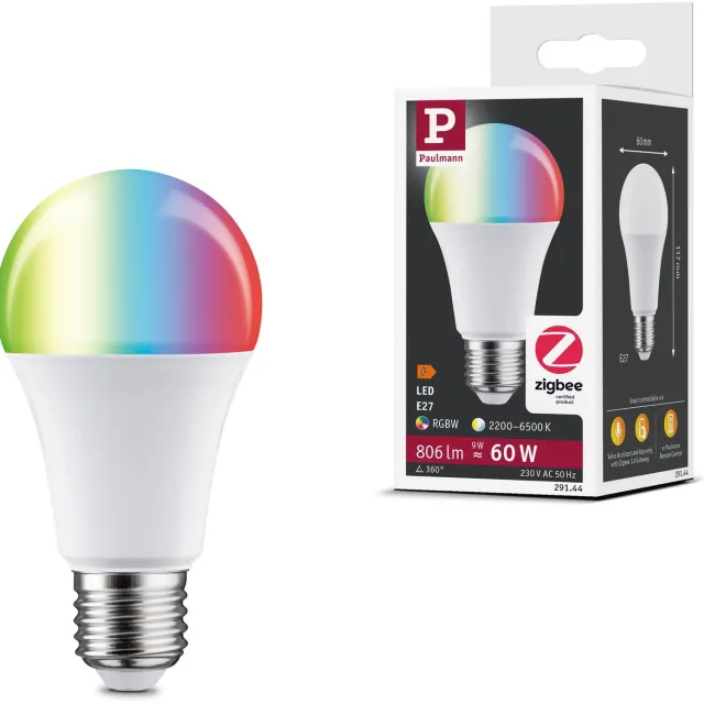 Paulmann Standaard 230 V Smart Home Zigbee 3.0 LED-gloeilamp E27 806lm 9W RGBW+ dimbaar Mat