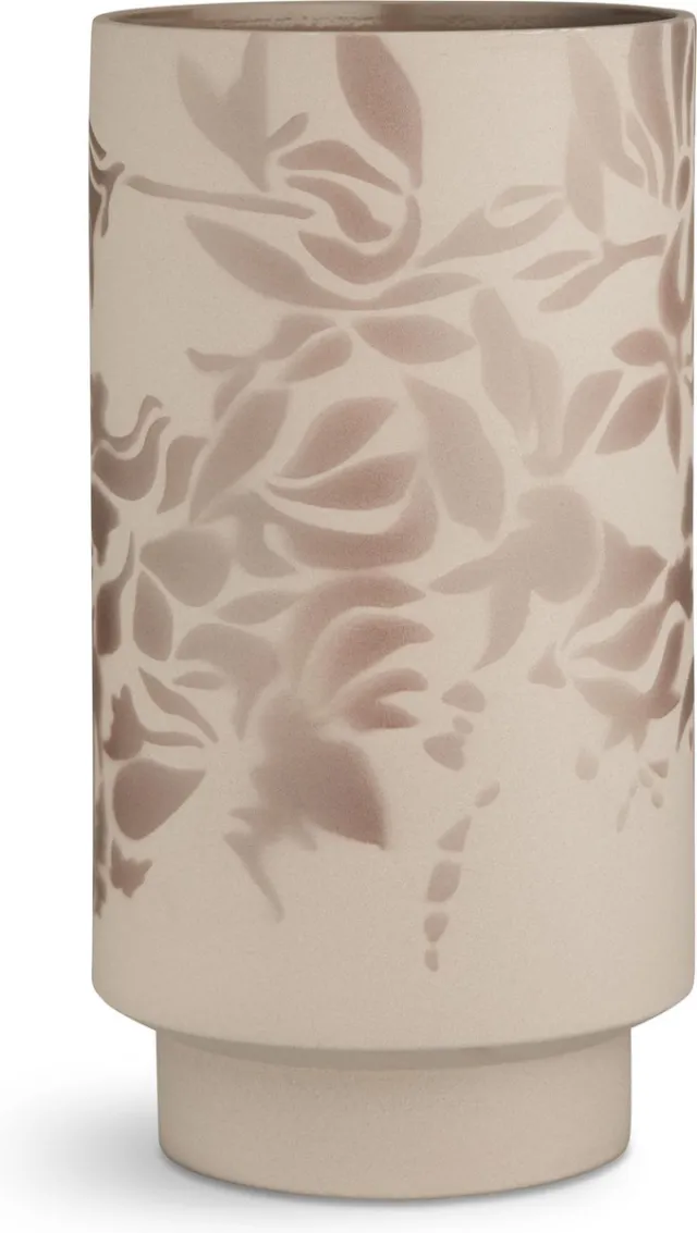 Kähler Design Kabell Vaas - Bloem motief - Hoogte 26,5 cm - Zand/Oud Rose Roze