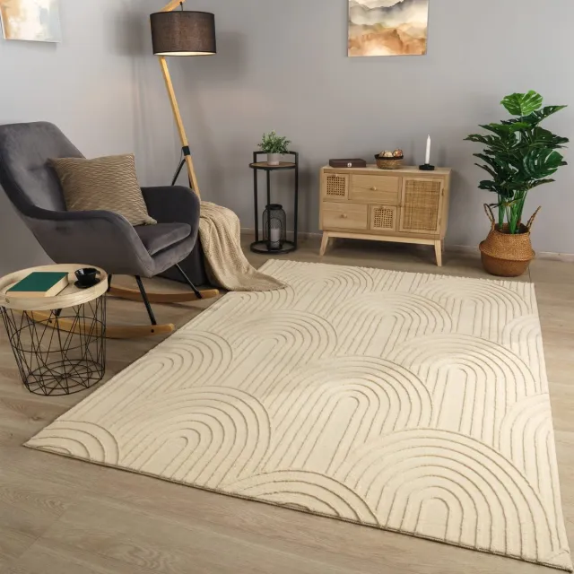 TT Home Woonkamertapijt eetkamer kortpolig geometrisch uiterlijk Skandi Boho effen kleuren 160 x 220 cm Rechthoek 160 x 220 cm Rechthoek beige
