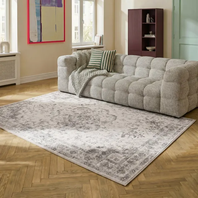MrCarpet Wasbaar Vintage Vloerkleed Beige Mason 200x290cm Mrcarpet