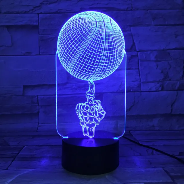 MC Living 3D Led Lamp Met Gravering - RGB 7 Kleuren - Skelet Basketbal