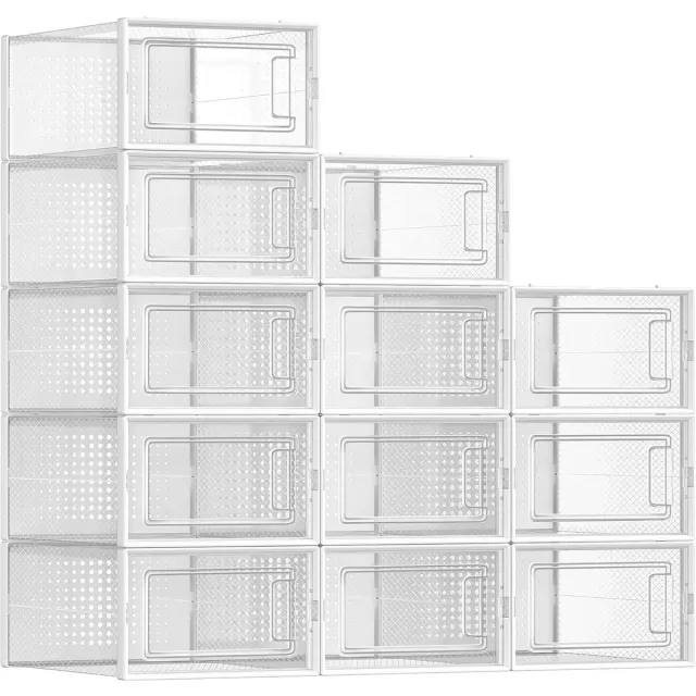 Hoppa! Schoenendoos - Transparant - Wit - 23 x 33.3 x 14 cm (B x D x H)
