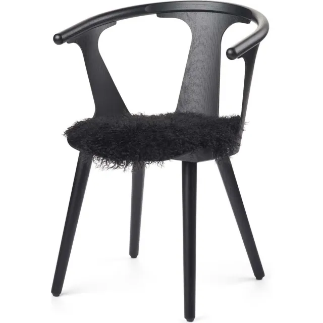 Sheepskin House Curly Schapenvacht Stoel Cover D38 cm Black
