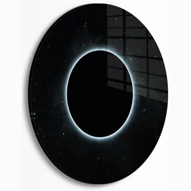 Myfinto Indoorart - Muurcirkel Zonsverduistering Plexiglas 40 cm - Wanddecoratie - Afbeelding op Plexiglas - Inclusief ophangplaat zwart, wit, blauw