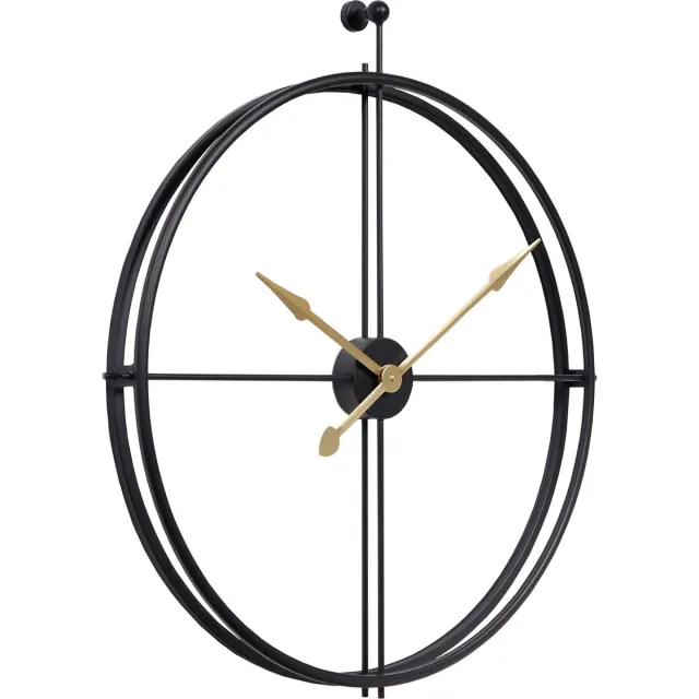LW collection XL Wandklok Zwart Alberto 80cm - Grote wandklok zwart en gouden wijzers - minimalistische industriële klok Zwart met gouden wijzers