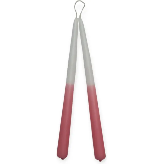 Spant7 Set/2 - Dip Dye kaarsen - Dinerkaarsen - 30cm - Wit-Roze