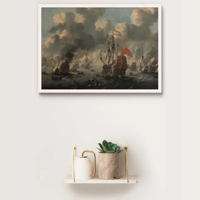 Esque Poster In Witte Lijst - Tocht naar Chatham - Peter van der Velde - Michiel de Ruyter - Large 50x70