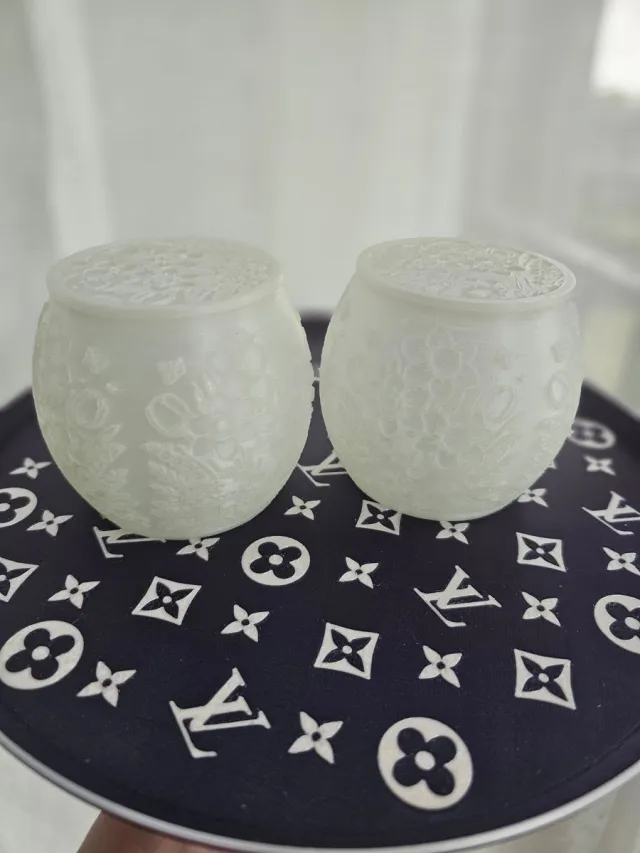 Kejsi3dprint 2 Candle Holder with Floral Pattern – Decorative Lantern / Decorative Candlestick