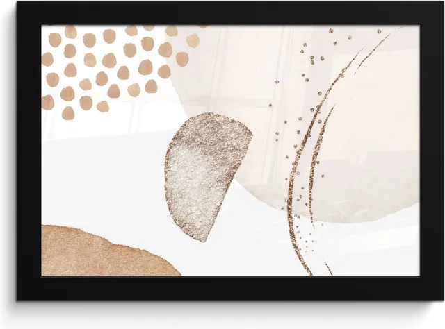 FrameYourWall Poster in lijst - Fotolijst 30x20 cm - Posters - Watercolor - Pastel - Beige - Abstract - Modern - Posterlijst zwart - Wanddecoratie badkamer - Muurdecoratie WC - Decoratieve accessoires - Toilet muur decoratie Beige - Modern