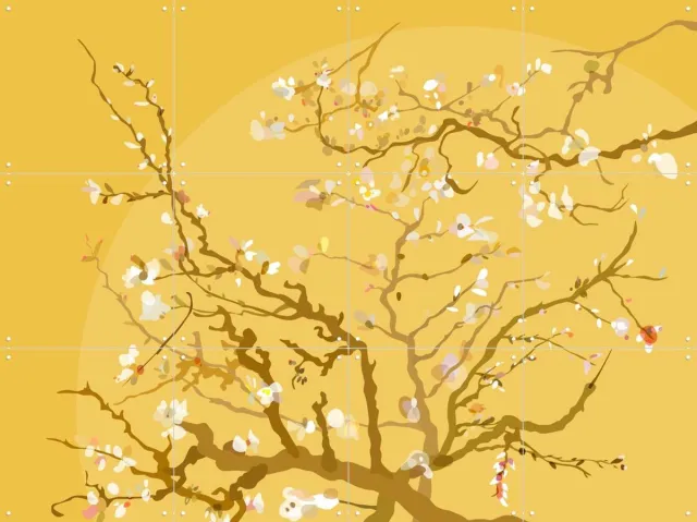IXXI Almond Blossom Yellow, Wesley van der Heijden & Van Gogh 21st Century - 80 x 60 cm - Grote wanddecoratie en posters - Digitale Kunst, Klassiek Geel / Pastel kleuren