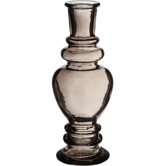 Ideas 4 Seasons Bloemenvaas Venice - voor kleine stelen/boeketten - gekleurd sierglas - helder grijs smoke - D5.7 x H15 cm