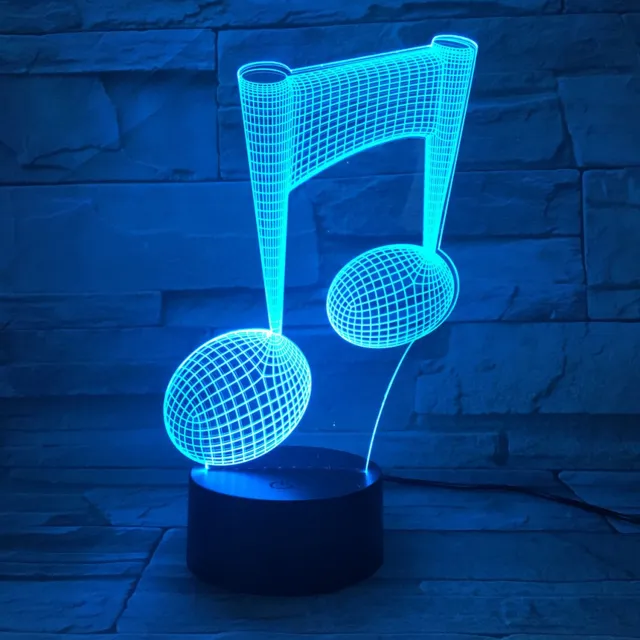 MC Living 3D Led Lamp Met Gravering - RGB 7 Kleuren - Muzieknoot