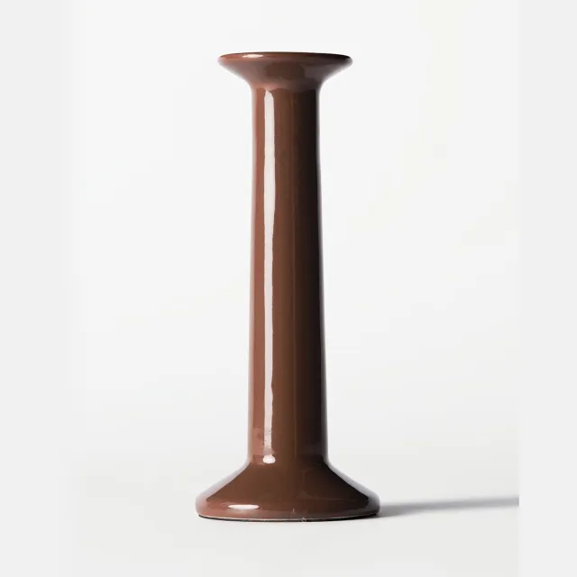HEMA Kandelaar ⌀7.5x20cm Zwier keramiek bruin (bruin)