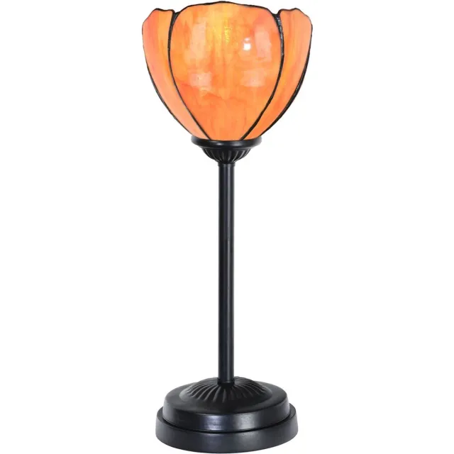Coloured by Art Tiffany slanke tafellamp zwart met Tulipa - Art Deco Trade Oranje