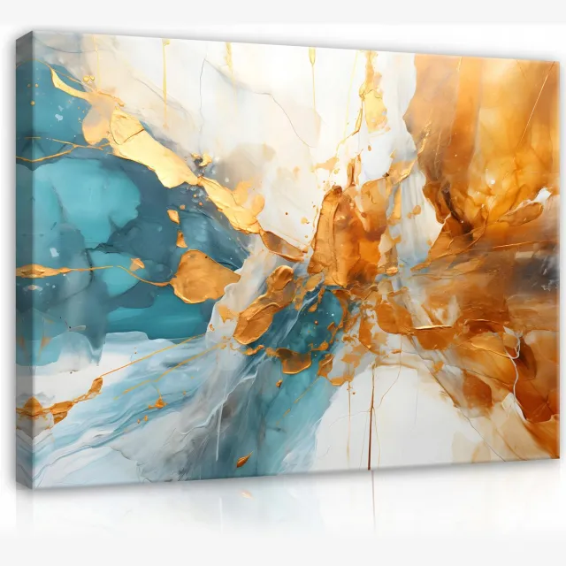 WALLARENA Canvas schilderij - 120x80 cm - abstract marmer ontwerp voor slaapkamer en woonkamer multikleurig