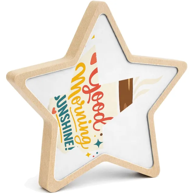 Mr Cadeautjes MDF fotolijst ster 14 x 13,5 - design Feestelijke koffie-mok met warme, persoonlijke ochtendboodsc | cadeau Wit