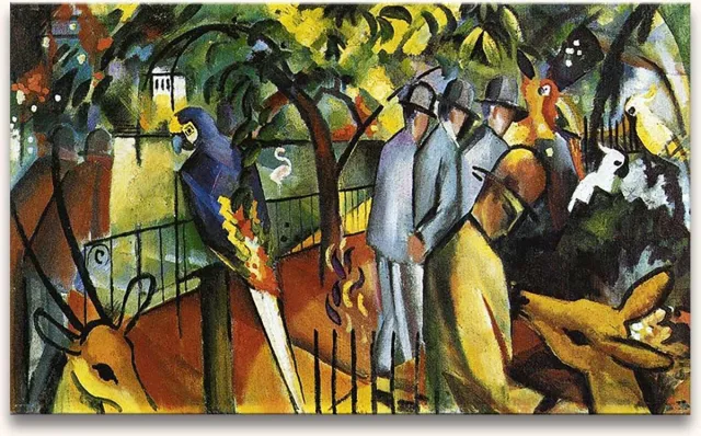 Grootmeesters ® Handgeschilderd olieverfschilderij - olieverf op canvas - August Macke 'Diergaarde' groen