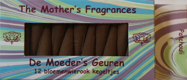 De Moeder's Geuren Wierook Patchouli | 12 Bloemenwierook Kegeltjes Aqua