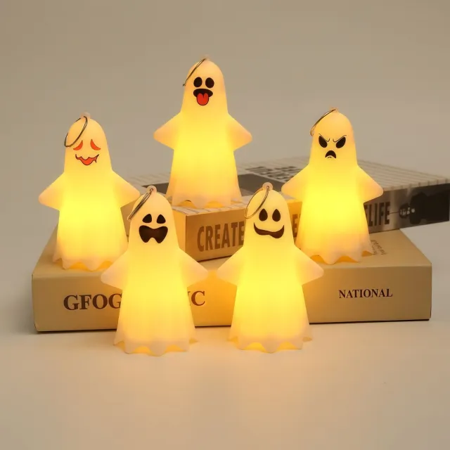 Daity 4-delige Halloween-nachtlamp, spookachtige LED-kaarslamp, Halloween-nachtlamp met kaars voor binnenfeesthaard Veelkleurig
