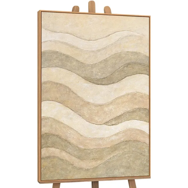 YS Canvas schilderij handgeschilderd shadows and sand abstract – YS-Art Gallery – Luxe wanddecoratie voor woonkamer – Modern schilderij voor slaapkamer en hal Wood