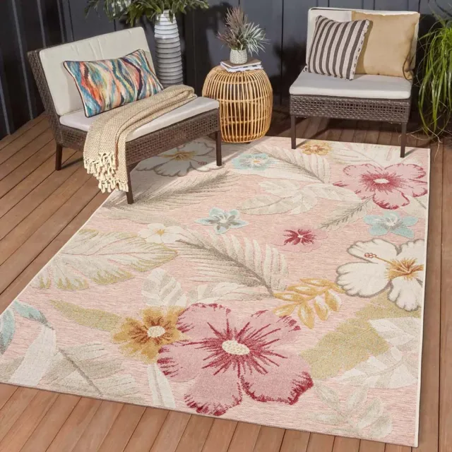 TrueWeave Buitenkleed bloemen - Yara roze 240x340