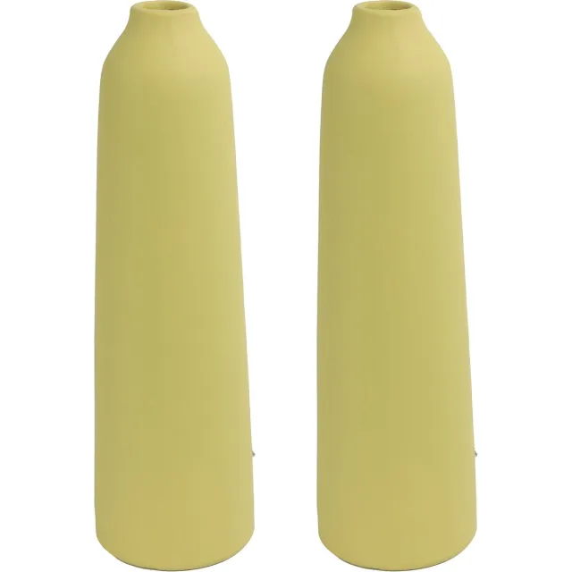 Countryfield bloemenvaas - 2x stuks - geel terracotta - D9 x D31 cm