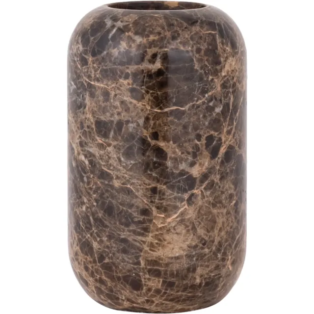 PTMD Eris Dark Brown Marble Pillar Candleholder Bruin