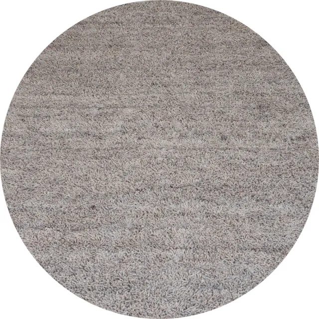 Veer Carpets Vloerkleed Berbero Pelosa Beige 101 - ø160 cm - Wol Hoogpolig Vloerkleed – Japandi / Tijdloos Design Licht Grijs