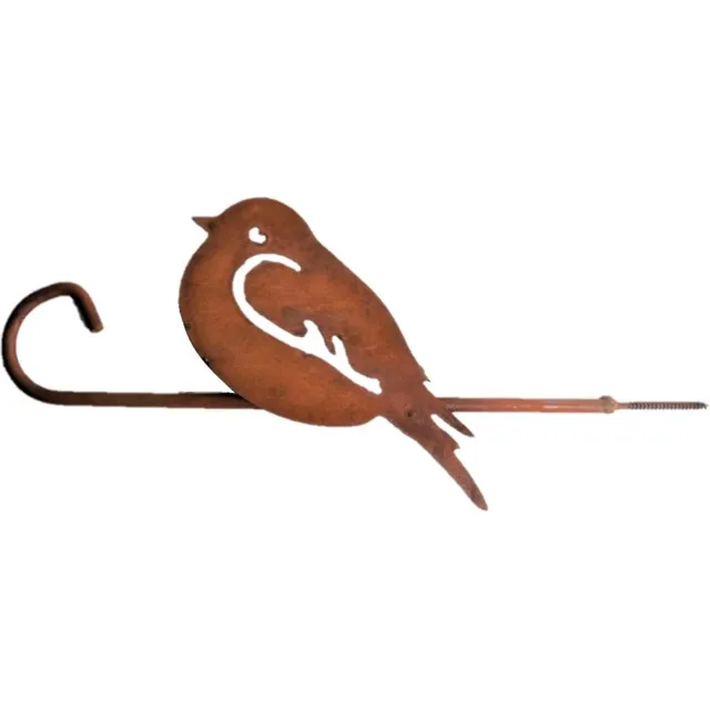 Spant7 Iron Art Tuindecoratie - Vogel met voederhaak - boomschroef - Ecoroest