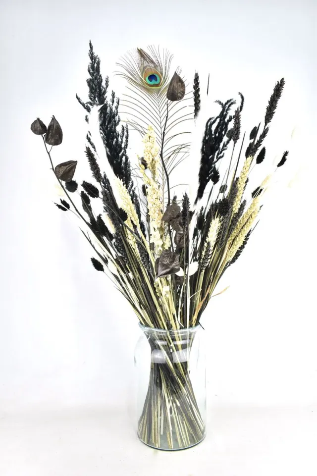 Natuurlijk Bloemen Droogbloemen boeket - Black & White - 70 cm - Droogboeket - Natuurlijk Bloemen Zwart