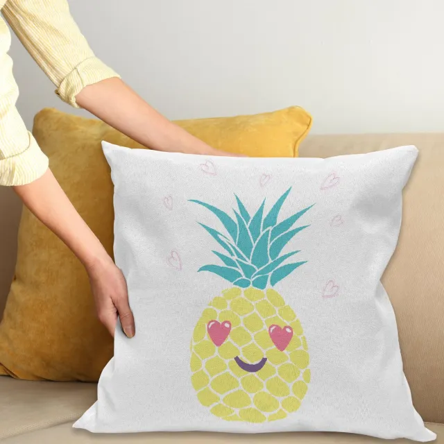 ABAKUHAUS Tropisch Kussenhoes, Hart-Ogen-Ananas, Met Ritssluiting, Wasbaar, Dubbelzijdige Digitale Print, Heldere Kleuren, Hoogwaardige Stof, 40 x 40 cm, Meerkleurig