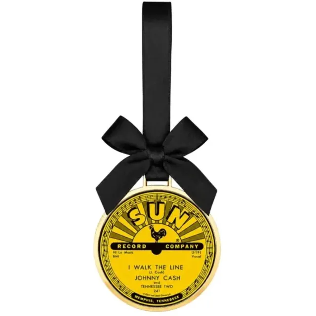 Johnny Cash Sun Records Record Label Kerstornament – Johnny Cash "Folsom Prison Blues" Geel