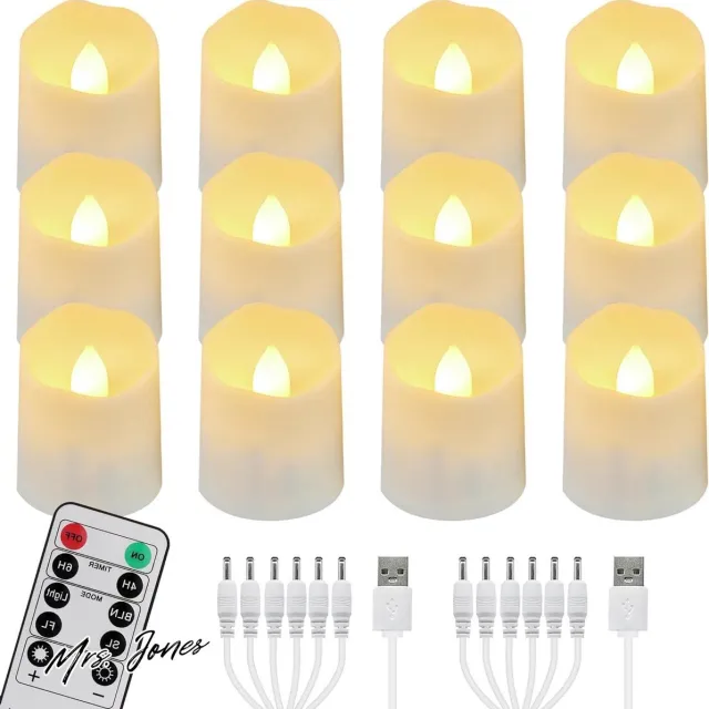 Mrs. Jones 12 oplaadbare led-theelichtjes met afstandsbediening timer flikkeren warmwit dimbaar elektrische oplaadbare kaarsen - Kerstmis Halloween party Familie . multi color