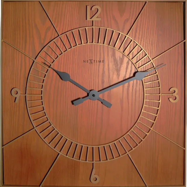 Wood Square Klok Bruin