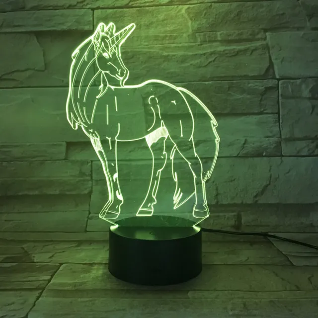 MC Living 3D Led Lamp Met Gravering - RGB 7 Kleuren - Unicorn